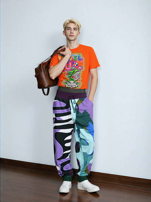 Purple Rhapsody Abstract Colorblock Camouflage Eco-Poly Unisex Joggers