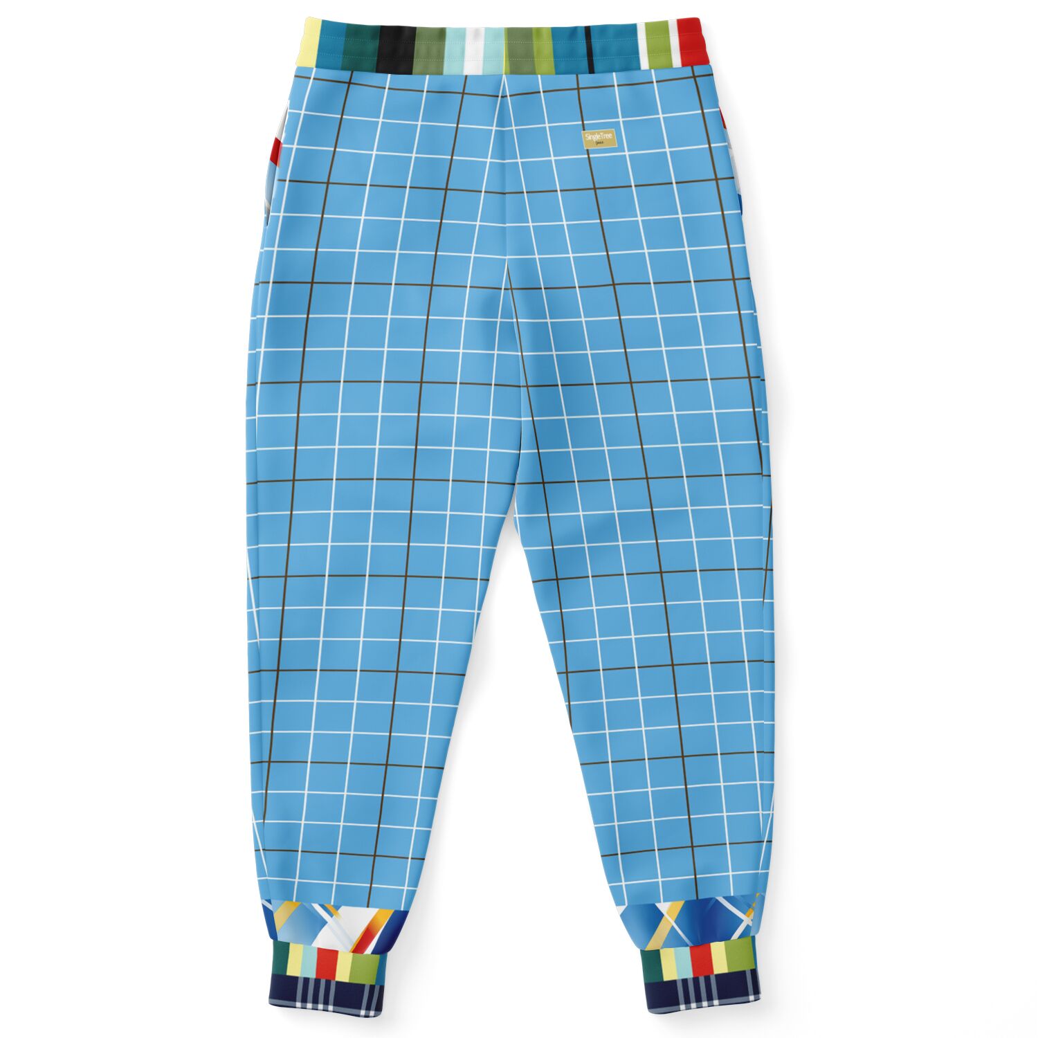 Liberty Blue Windowpane Plaid Eco-Poly Joggers