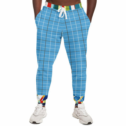 Liberty Blue Windowpane Plaid Eco-Poly Joggers