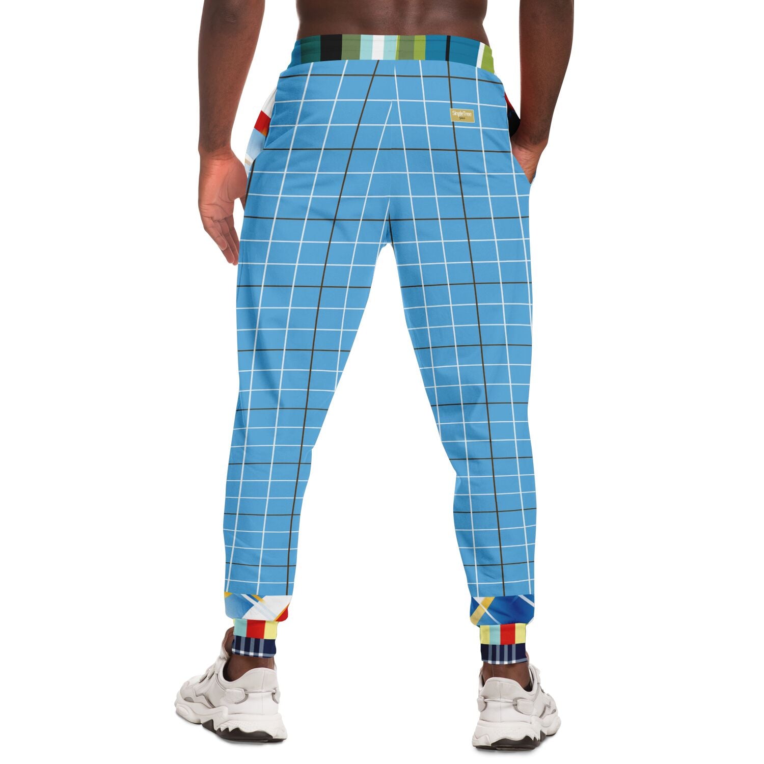 Liberty Blue Windowpane Plaid Eco-Poly Joggers