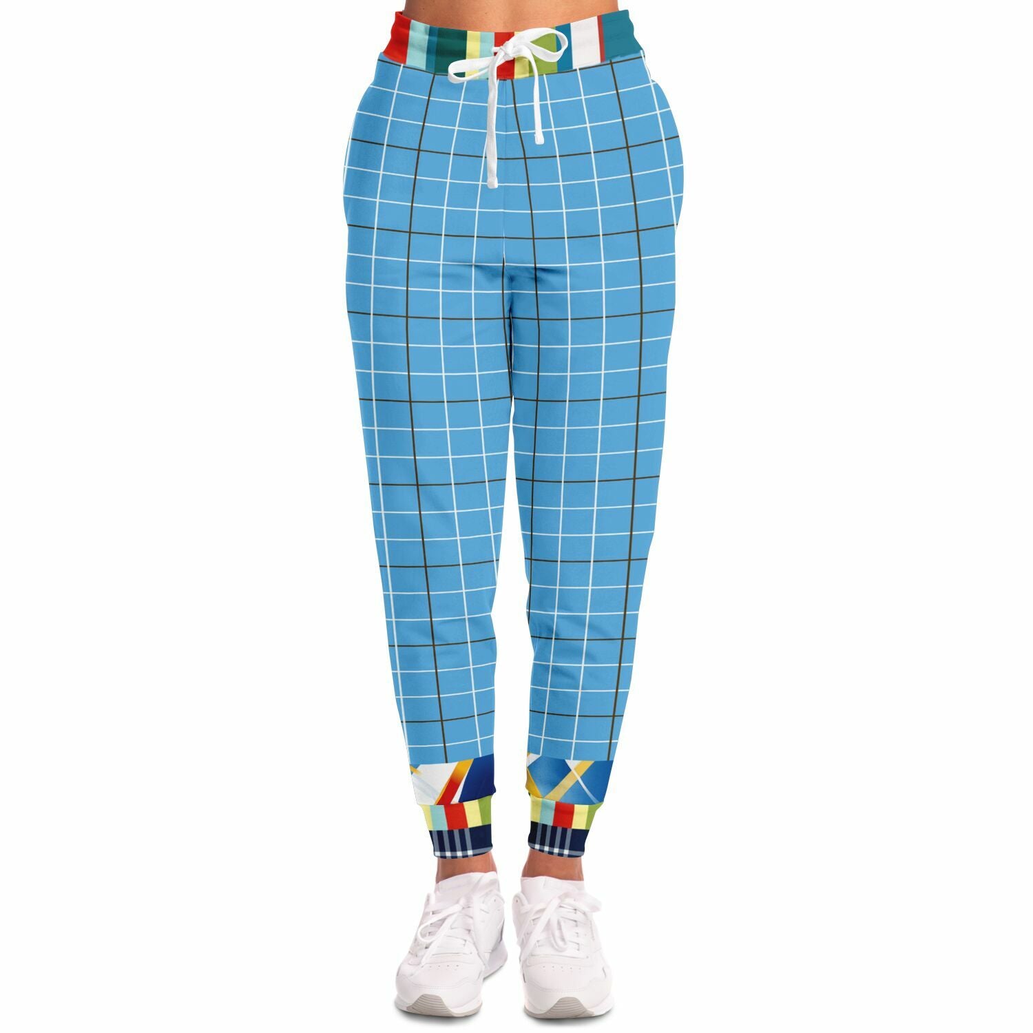 Liberty Blue Windowpane Plaid Eco-Poly Joggers