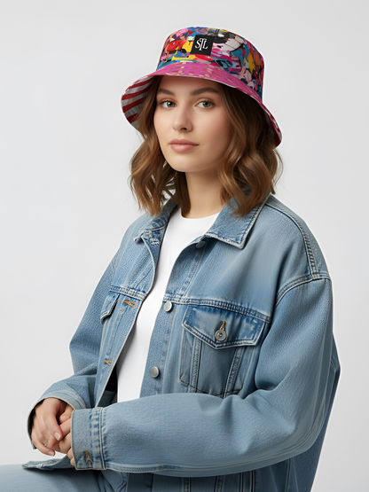 Life in Matchbook in Plaid and Graffiti Reversible Bucket Hat
