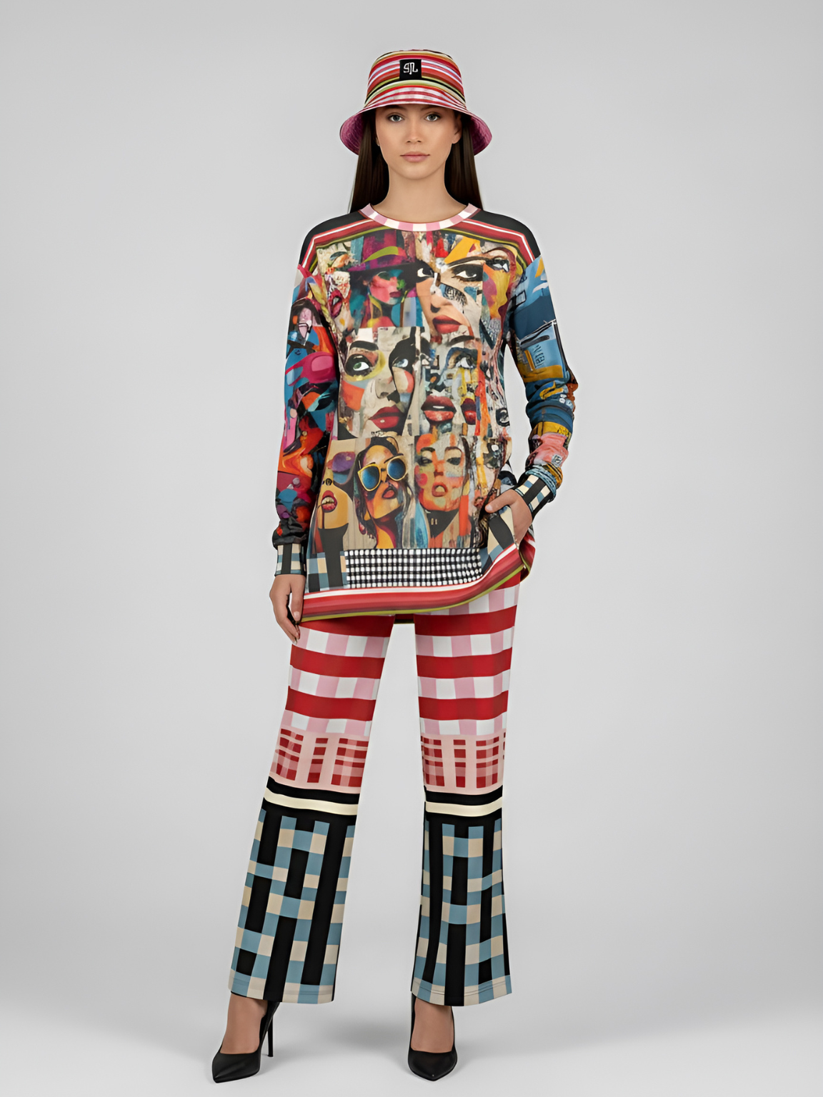 Life in Matchbook in Plaid and Graffiti Reversible Bucket Hat