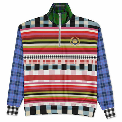 Life in Matchbook Plaid and Stripes Heavyweight Oversized Quarter Zip Sweatshirt