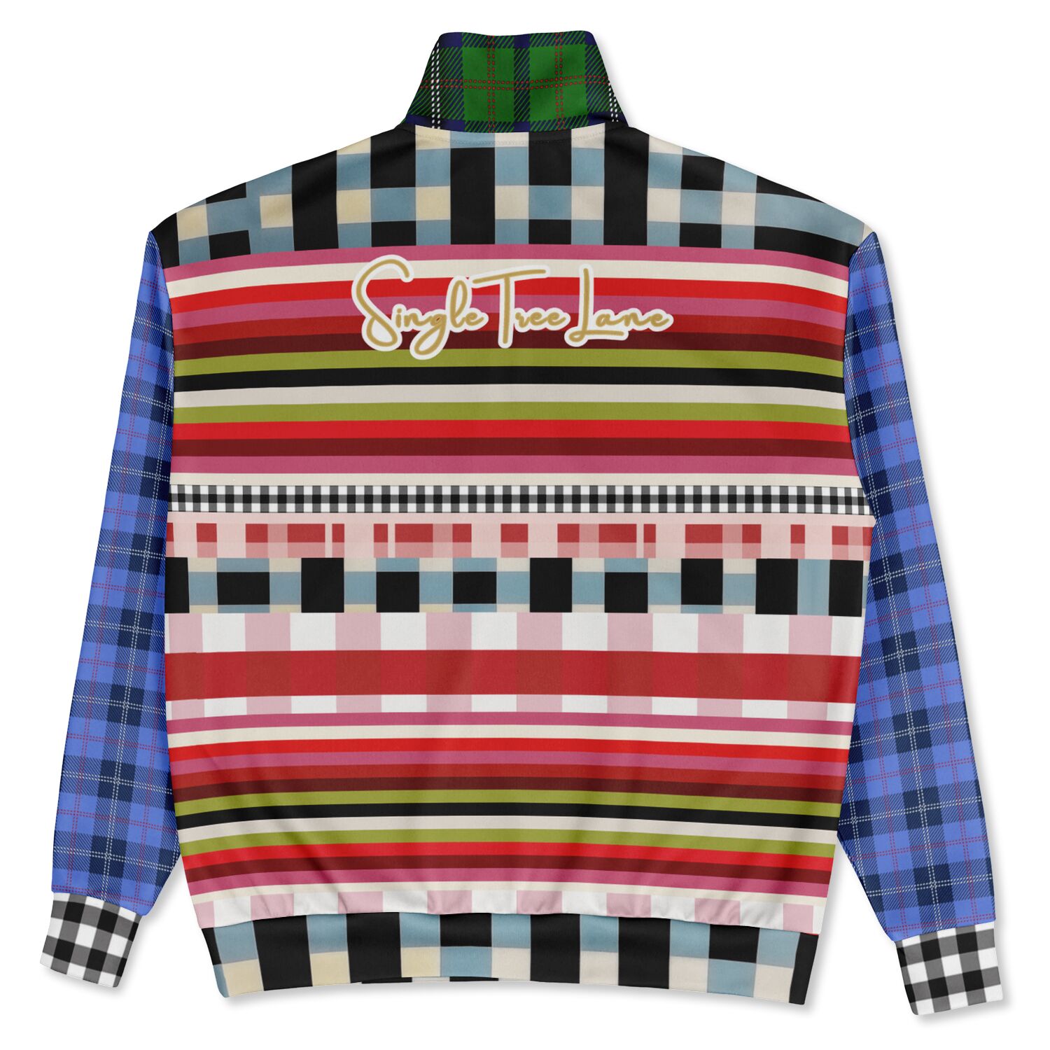 Life in Matchbook Plaid and Stripes Heavyweight Oversized Quarter Zip Sweatshirt