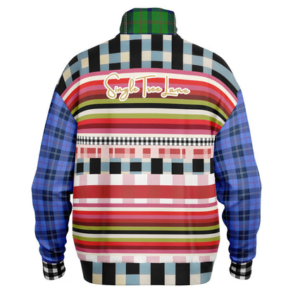 Life in Matchbook Plaid and Stripes Heavyweight Oversized Quarter Zip Sweatshirt