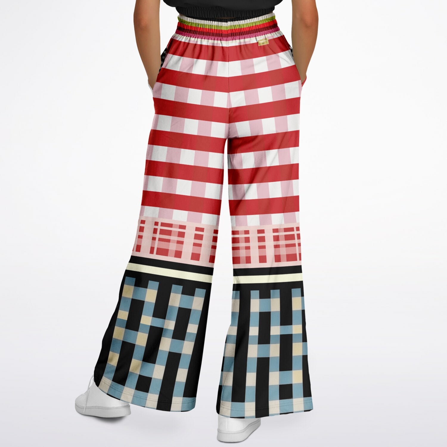 Life in Matchbook Plaid and Stripes Eco-Poly Wide Leg Pants