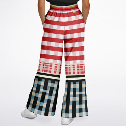 Life in Matchbook Plaid and Stripes Eco-Poly Wide Leg Pants