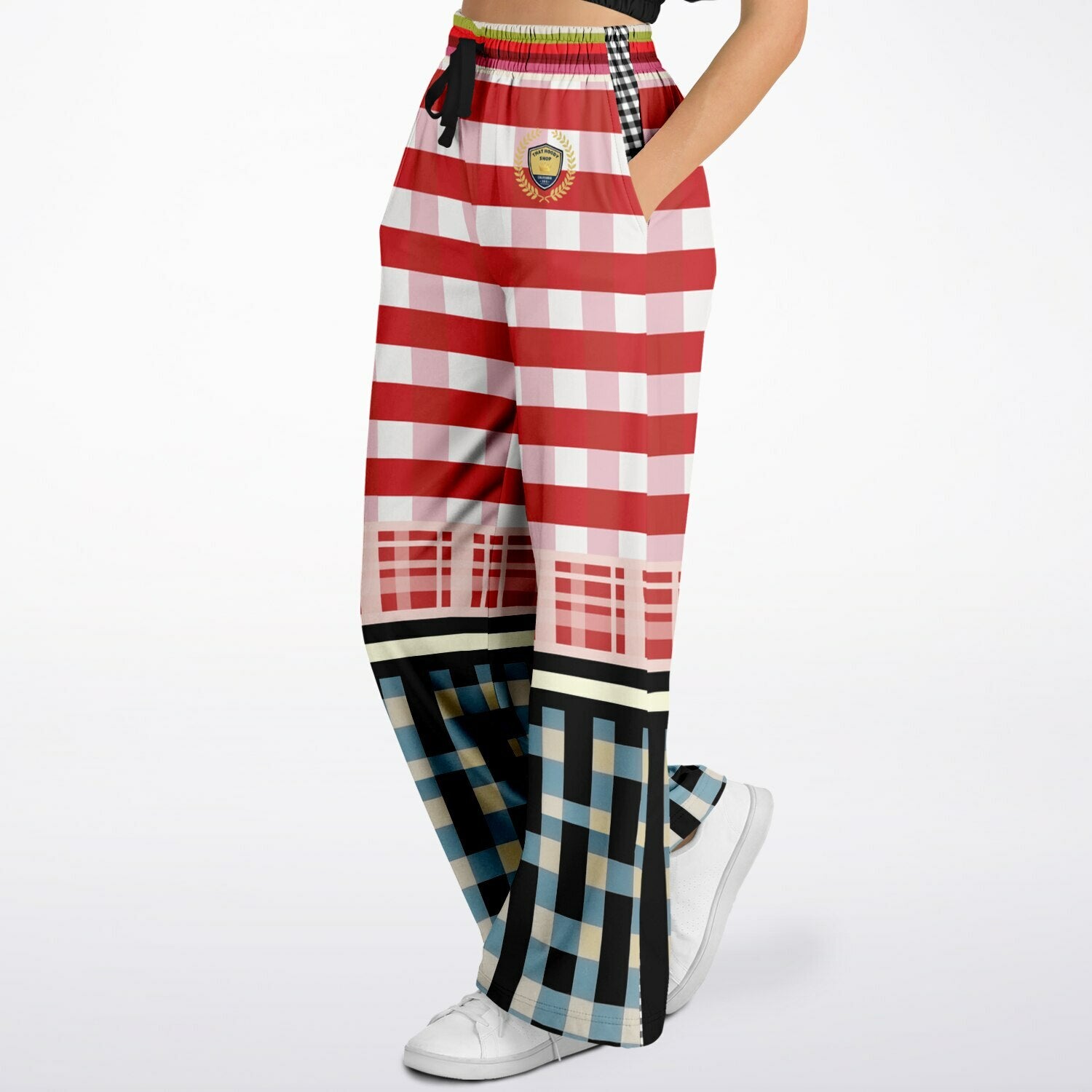 Life in Matchbook Plaid and Stripes Eco-Poly Wide Leg Pants