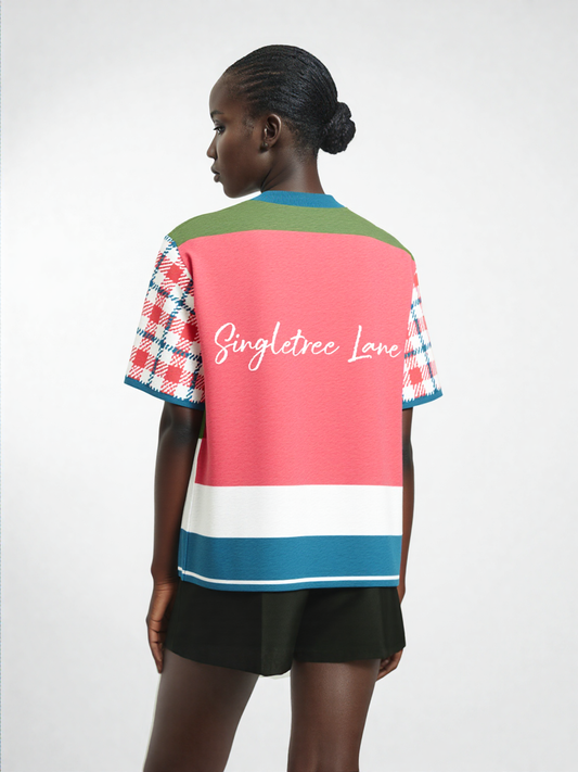 Life is Beautiful in Coral Pink - A Striped Sweater Knit Tee