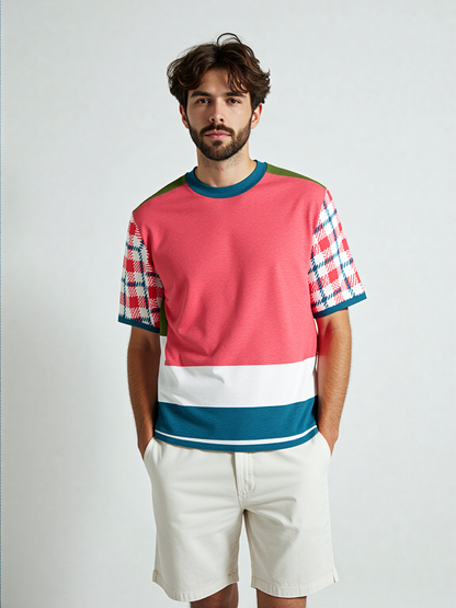 Life is Beautiful in Coral Pink - A Striped Sweater Knit Tee