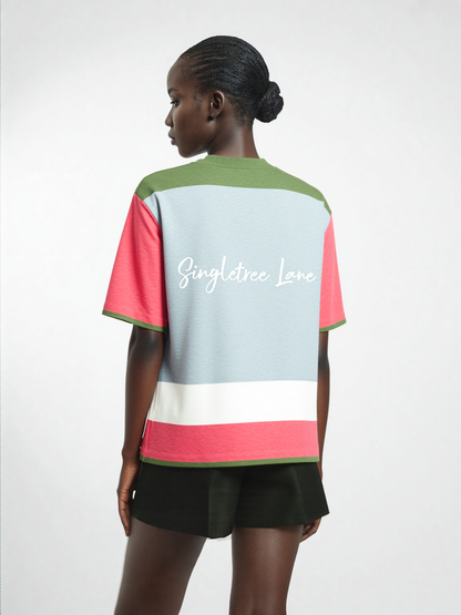 Life is Beautiful in Sky Blue - A Striped Sweater Knit Tee