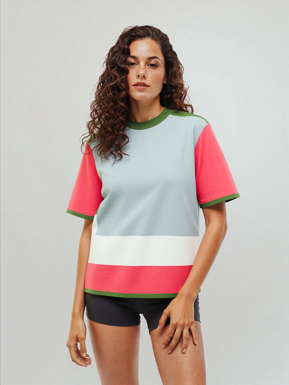 Life is Beautiful in Sky Blue - A Striped Sweater Knit Tee