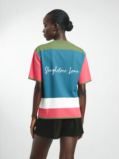 Life is Beautiful in Teal - A Striped Sweater Knit Tee