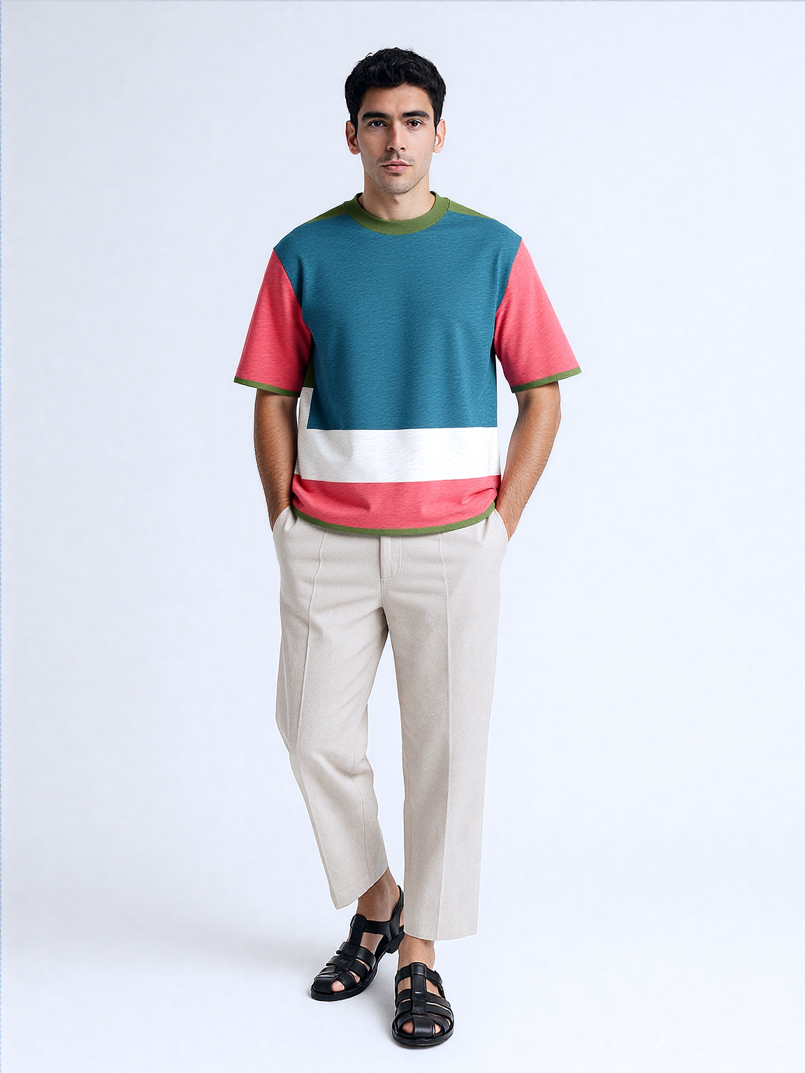 Life is Beautiful in Teal - A Striped Sweater Knit Tee