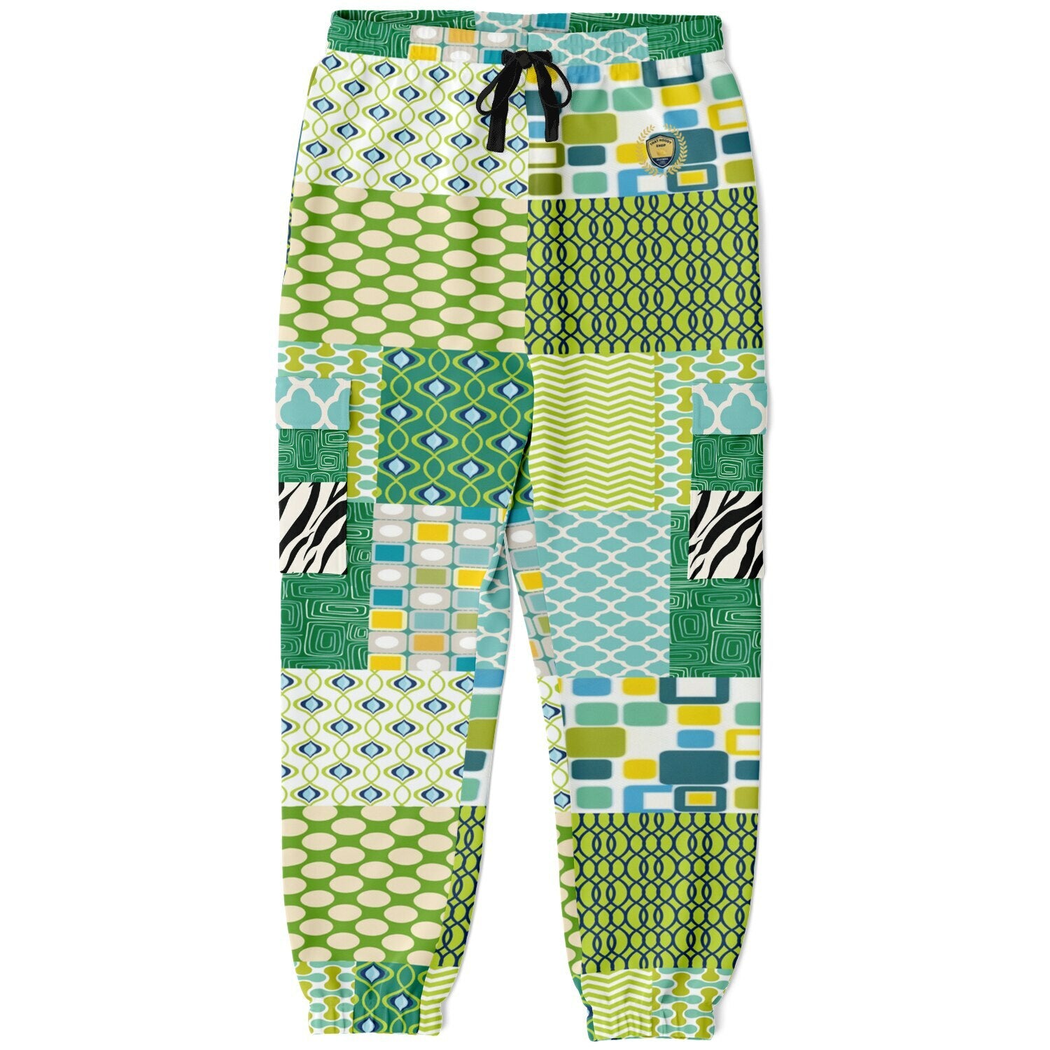 Lime Aqua Mod Mosaic Eco-Poly Cargo Joggers