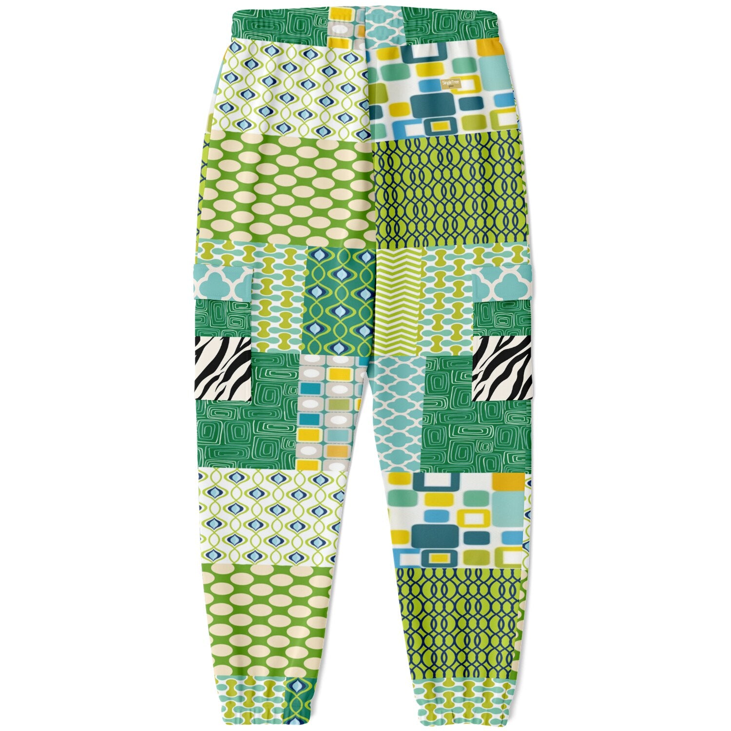 Lime Aqua Mod Mosaic Eco-Poly Cargo Joggers