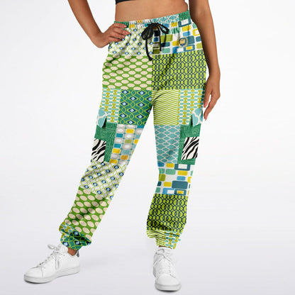 Lime Aqua Mod Mosaic Eco-Poly Cargo Joggers