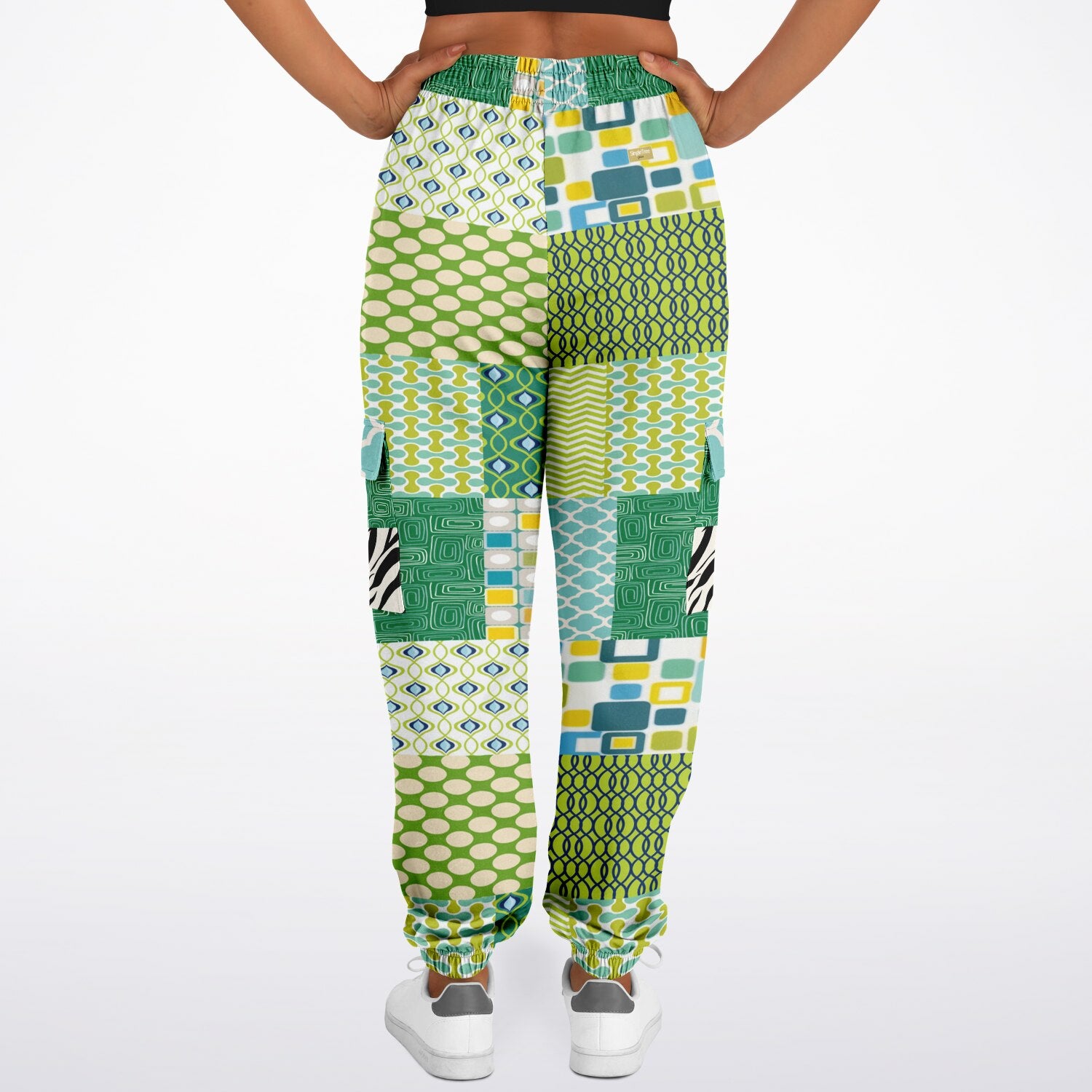 Lime Aqua Mod Mosaic Eco-Poly Cargo Joggers