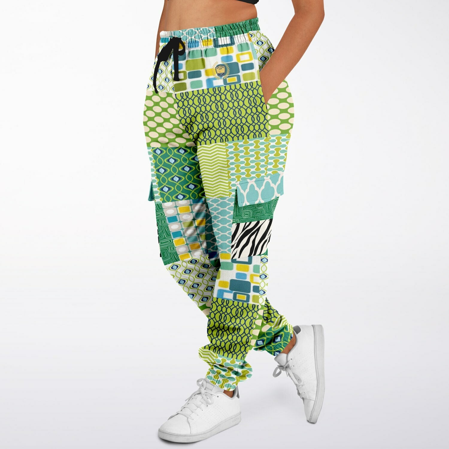 Lime Aqua Mod Mosaic Eco-Poly Cargo Joggers