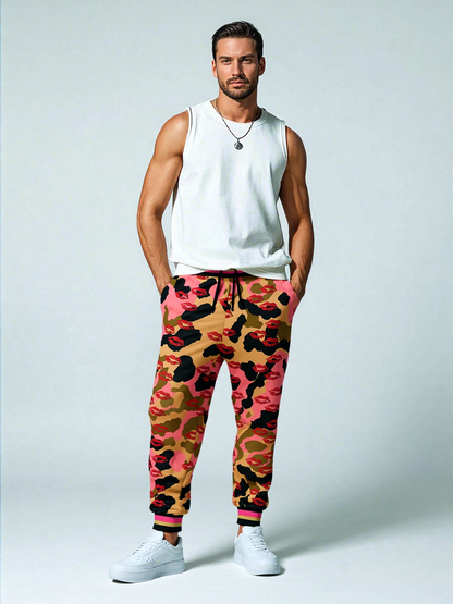 Lips on You Pink Eco-Poly Camo Unisex Joggers