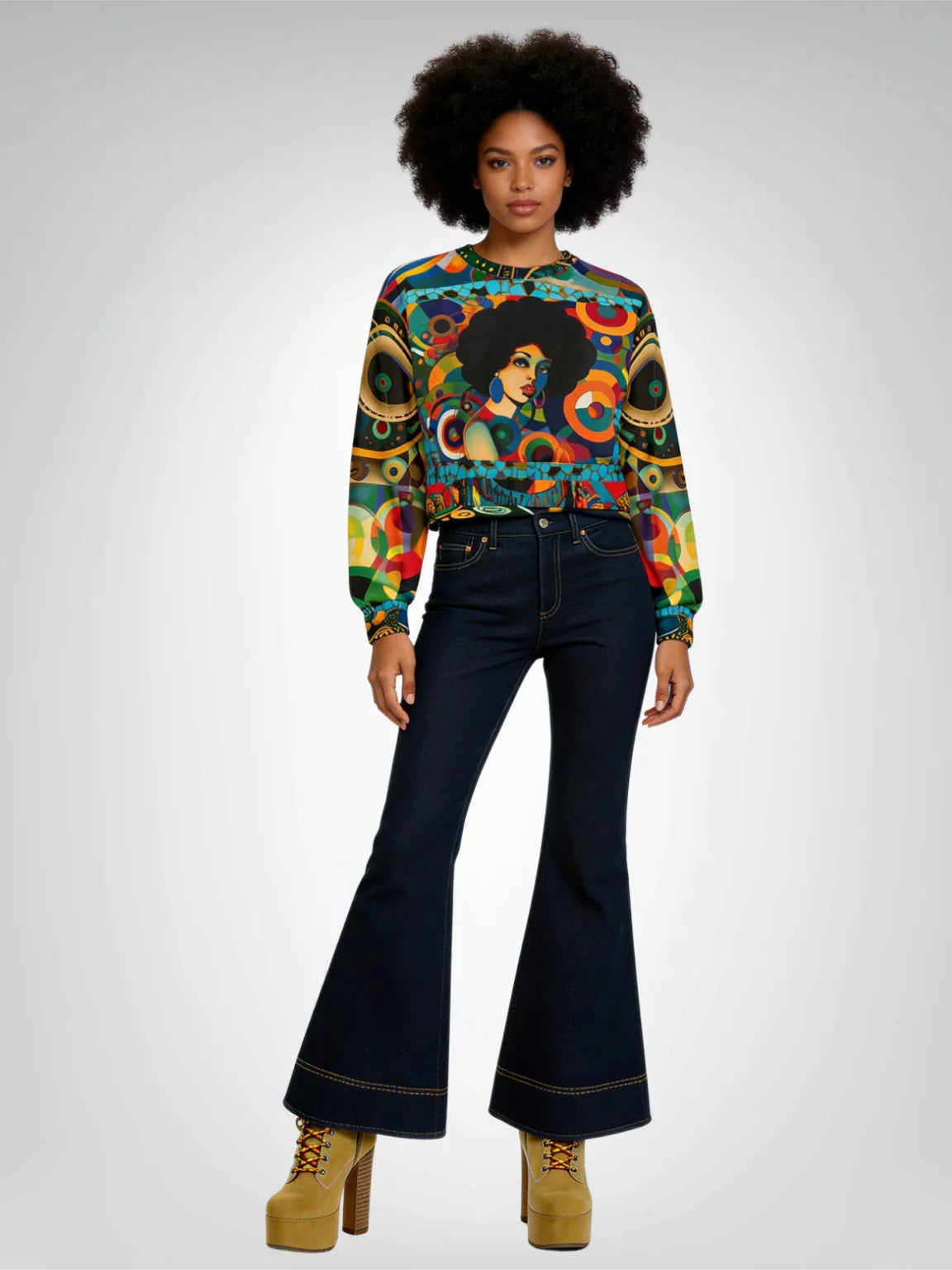 Little Miss Sassy Afro Girl Cropped Sweatshirt (Gold Label)