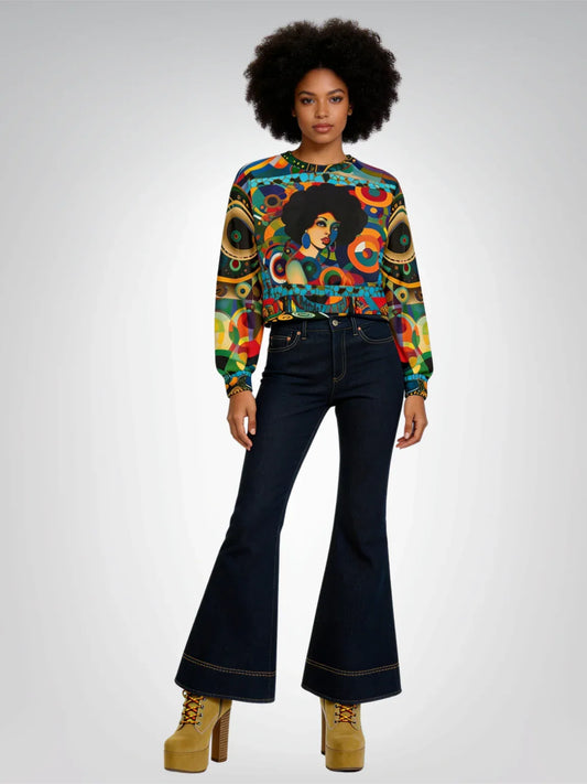 Little Miss Sassy Afro Girl Cropped Sweatshirt (Gold Label)