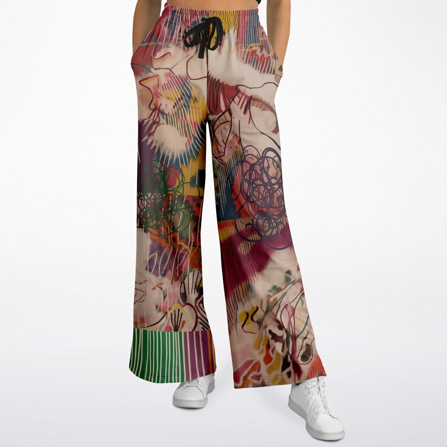 Live From Philadelphia in Abstract Floral Eco-Poly Wide Leg Pants