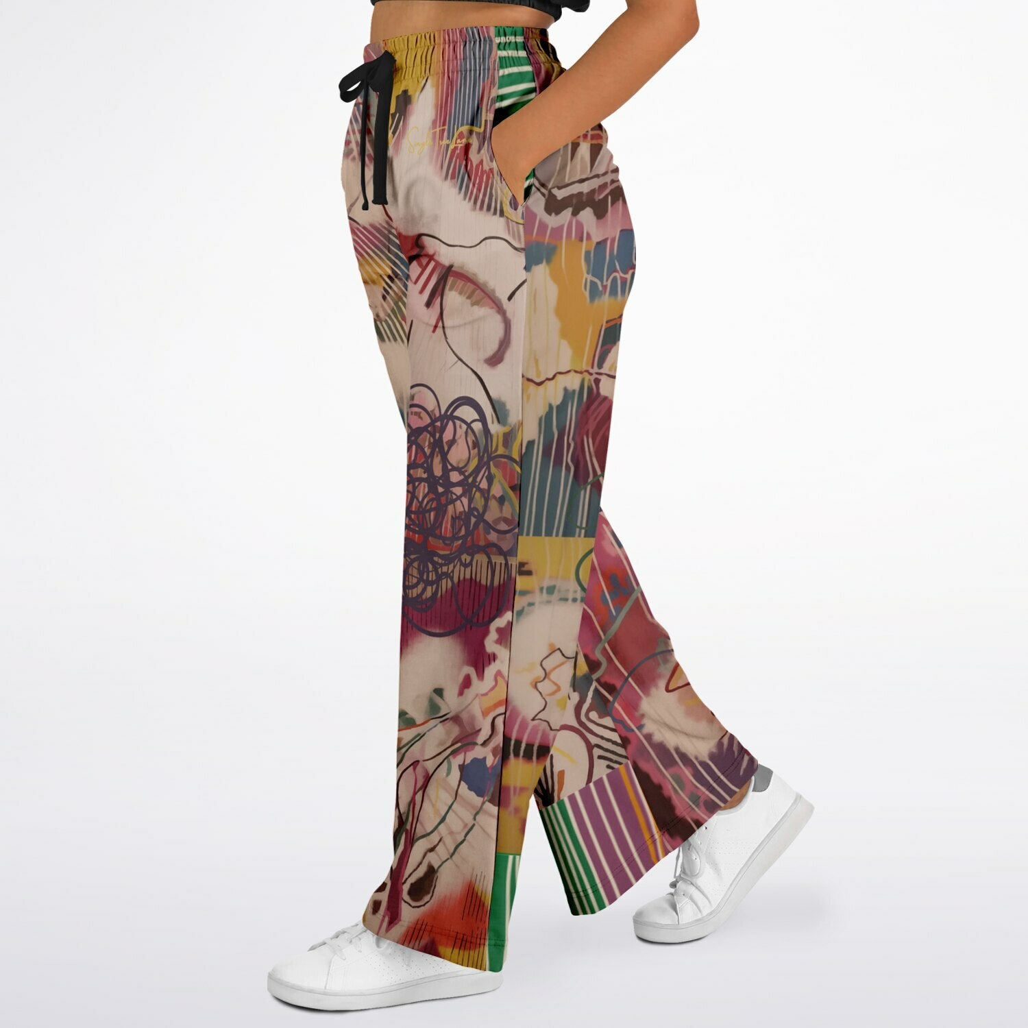 Live From Philadelphia in Abstract Floral Eco-Poly Wide Leg Pants