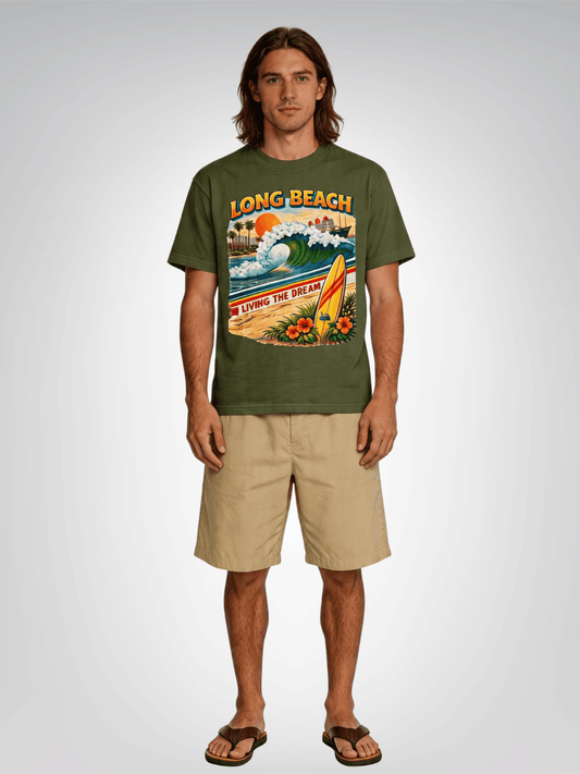 Long Beach Living the Dream - Vintage Edition - Heavyweight Tee