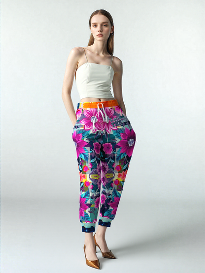 Look of Betrayal Pink Plaid Floral Eco-Poly Unisex Joggers