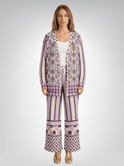 Maharani Bloom in Purple and Pink Heavyweight Unisex Cardigan