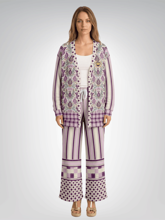 Maharani Bloom in Purple and Pink Heavyweight Unisex Cardigan