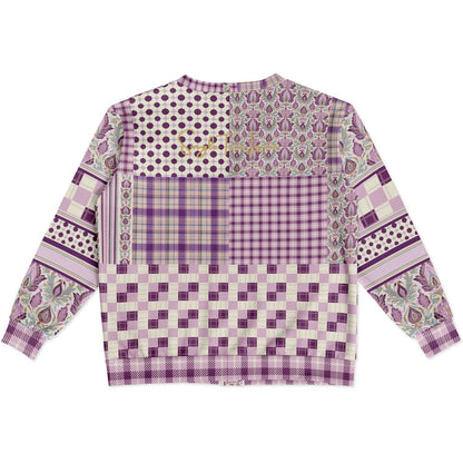 Maharani Bloom in Purple and Pink Patchwork Heavyweight Unisex Cardigan