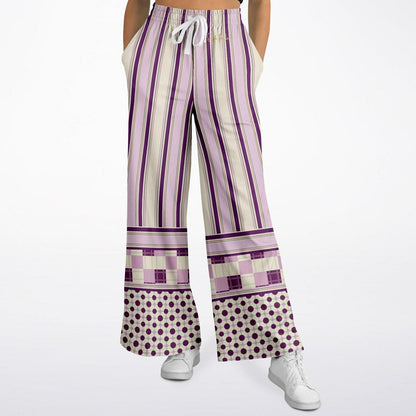 Maharani Bloom in Purple and Pink Stripe Eco-Poly Wide Leg Pants