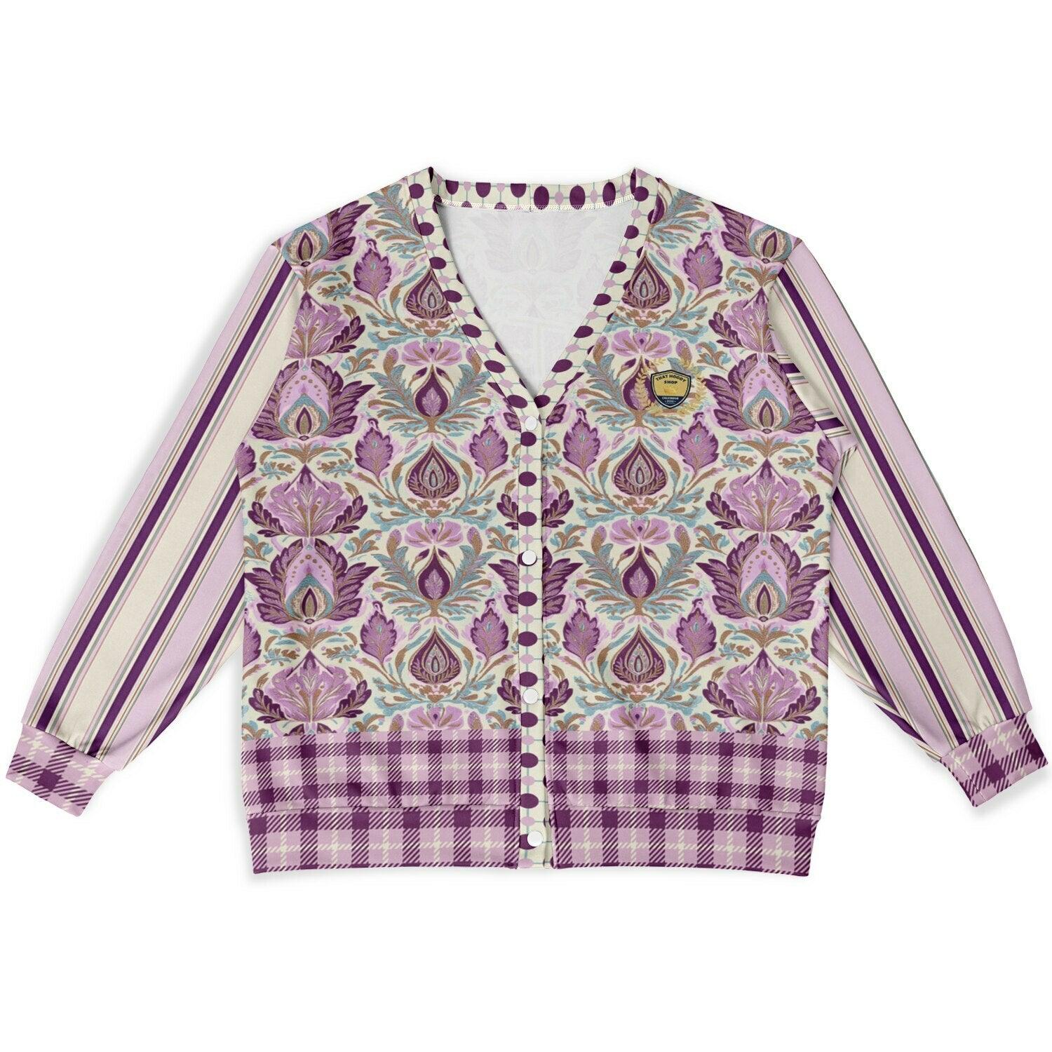 Maharani Bloom in Purple and Pink Heavyweight Unisex Cardigan