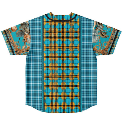 Maldives in the Background Plaid Geo Short Sleeve Eco-Poly Reversible Baseball Jersey