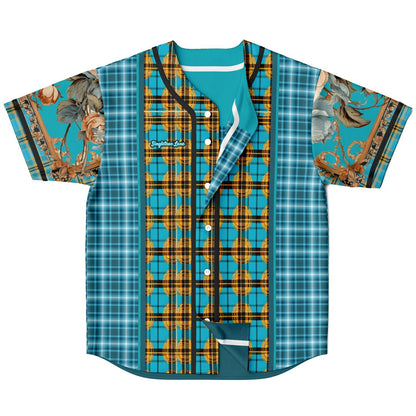 Maldives in the Background Plaid Geo Short Sleeve Eco-Poly Reversible Baseball Jersey