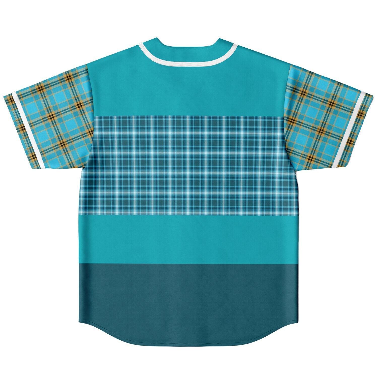 Maldives in the Background Plaid Geo Short Sleeve Eco-Poly Reversible Baseball Jersey