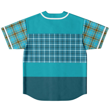 Maldives in the Background Plaid Geo Short Sleeve Eco-Poly Reversible Baseball Jersey