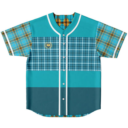 Maldives in the Background Plaid Geo Short Sleeve Eco-Poly Reversible Baseball Jersey