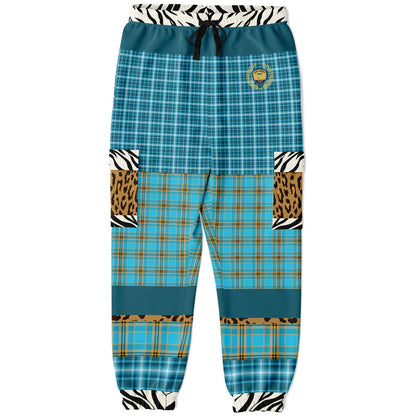 Maldives in the Background Blue Plaid Eco-Poly Unisex Cargo Joggers