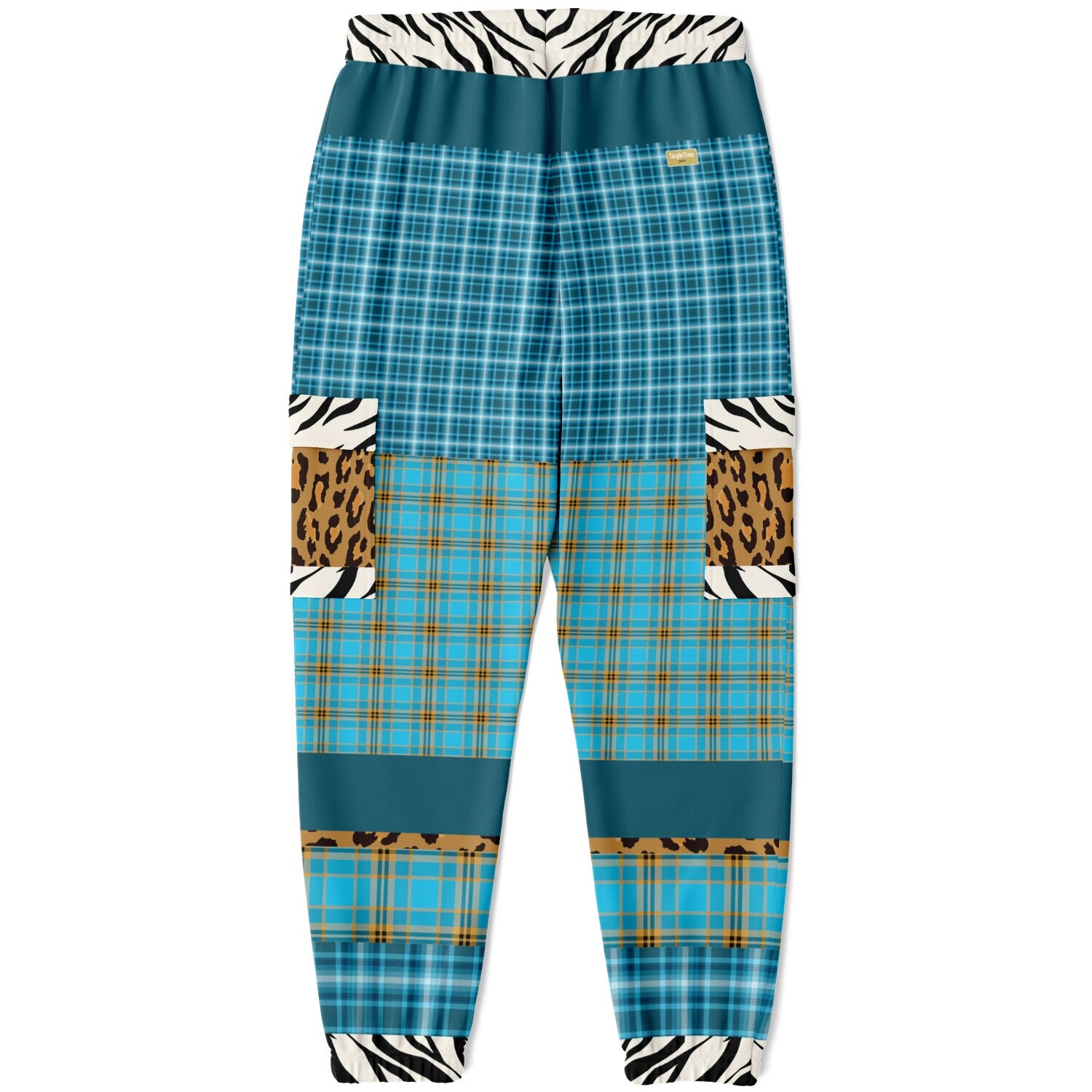 Maldives in the Background Blue Plaid Eco-Poly Unisex Cargo Joggers