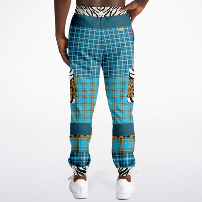 Maldives in the Background Blue Plaid Eco-Poly Unisex Cargo Joggers