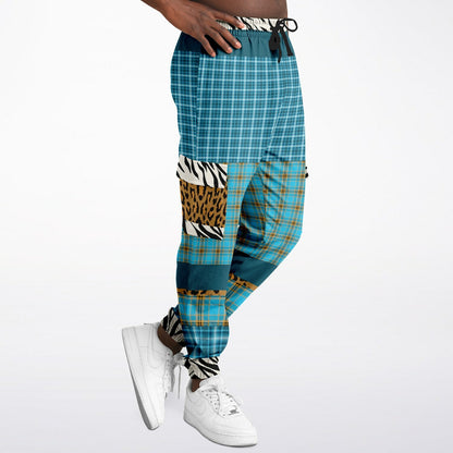 Maldives in the Background Blue Plaid Eco-Poly Unisex Cargo Joggers