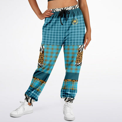 Maldives in the Background Blue Plaid Eco-Poly Unisex Cargo Joggers