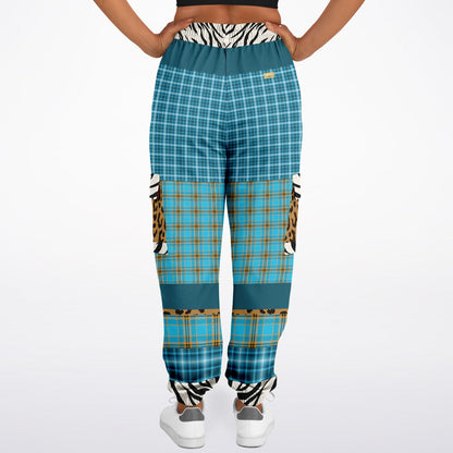 Maldives in the Background Blue Plaid Eco-Poly Unisex Cargo Joggers
