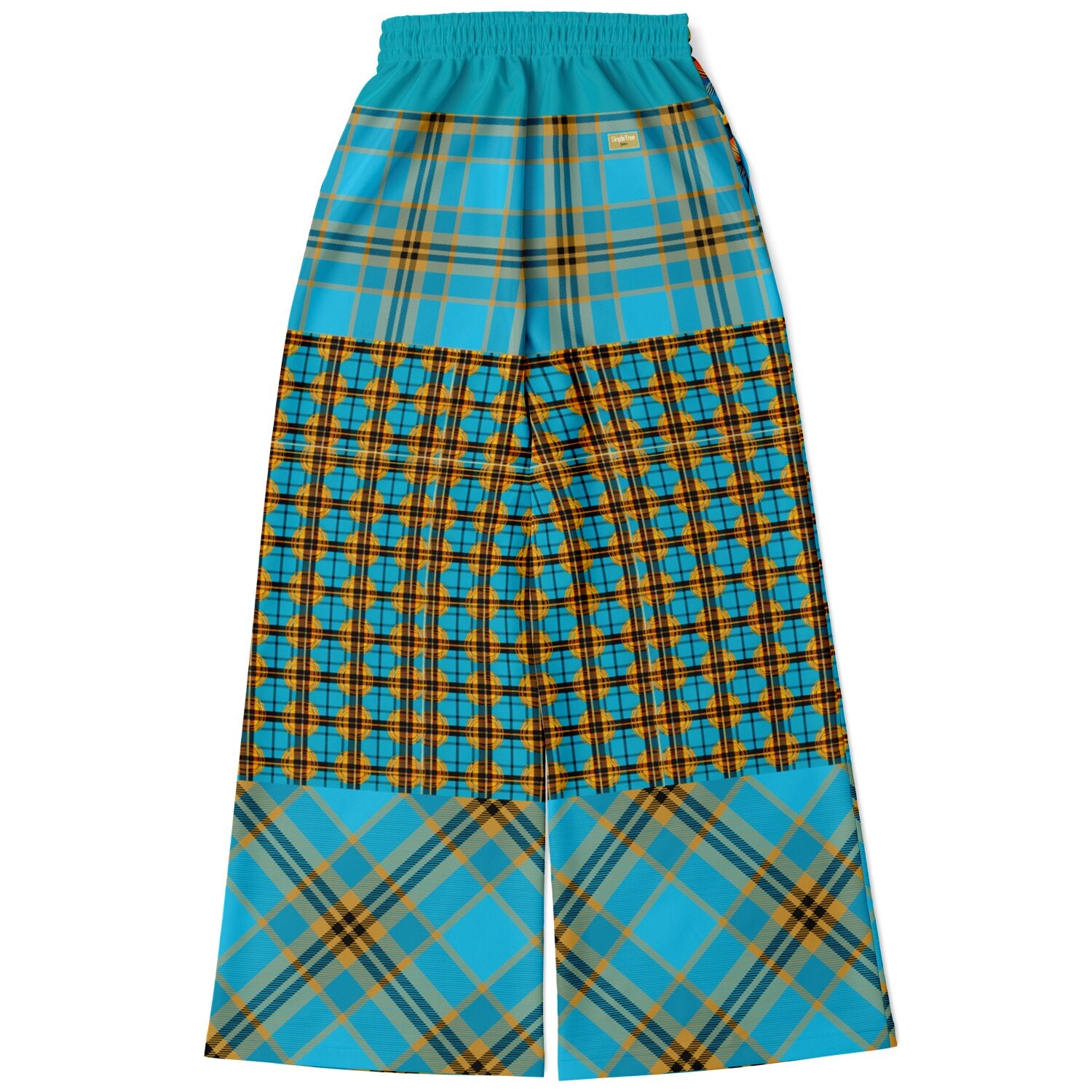 Maldives in the Background Plaid Geo Eco-Poly Wide Leg Pants