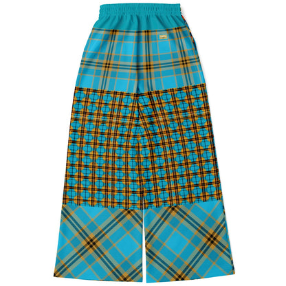 Maldives in the Background Plaid Geo Eco-Poly Wide Leg Pants