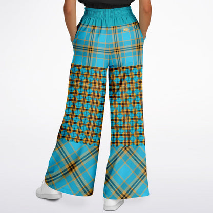 Maldives in the Background Plaid Geo Eco-Poly Wide Leg Pants